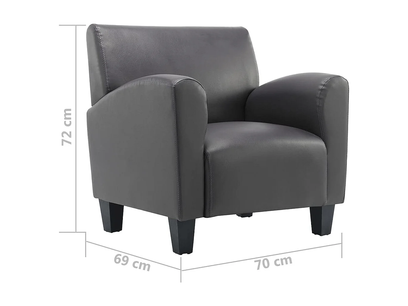 Fauteuil de salon-Chaise de Canapé gris similicuir SHL3388