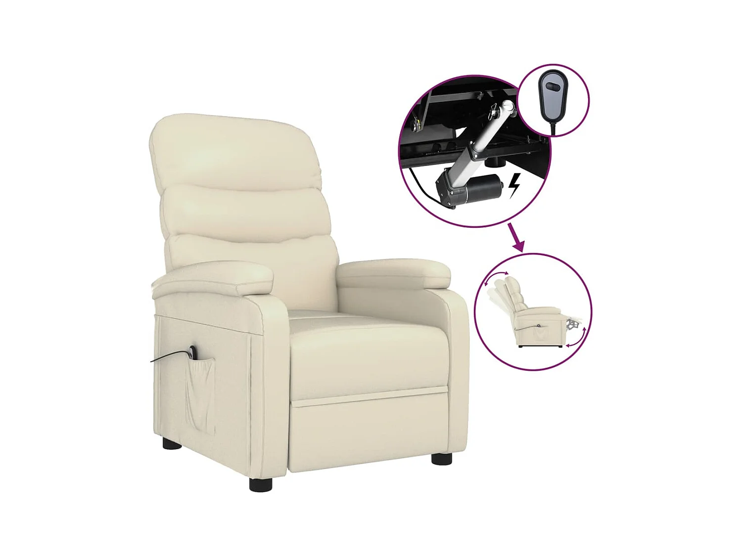 Fauteuil inclinable électrique-Chaise de relax Crème Similicuir SHL1930