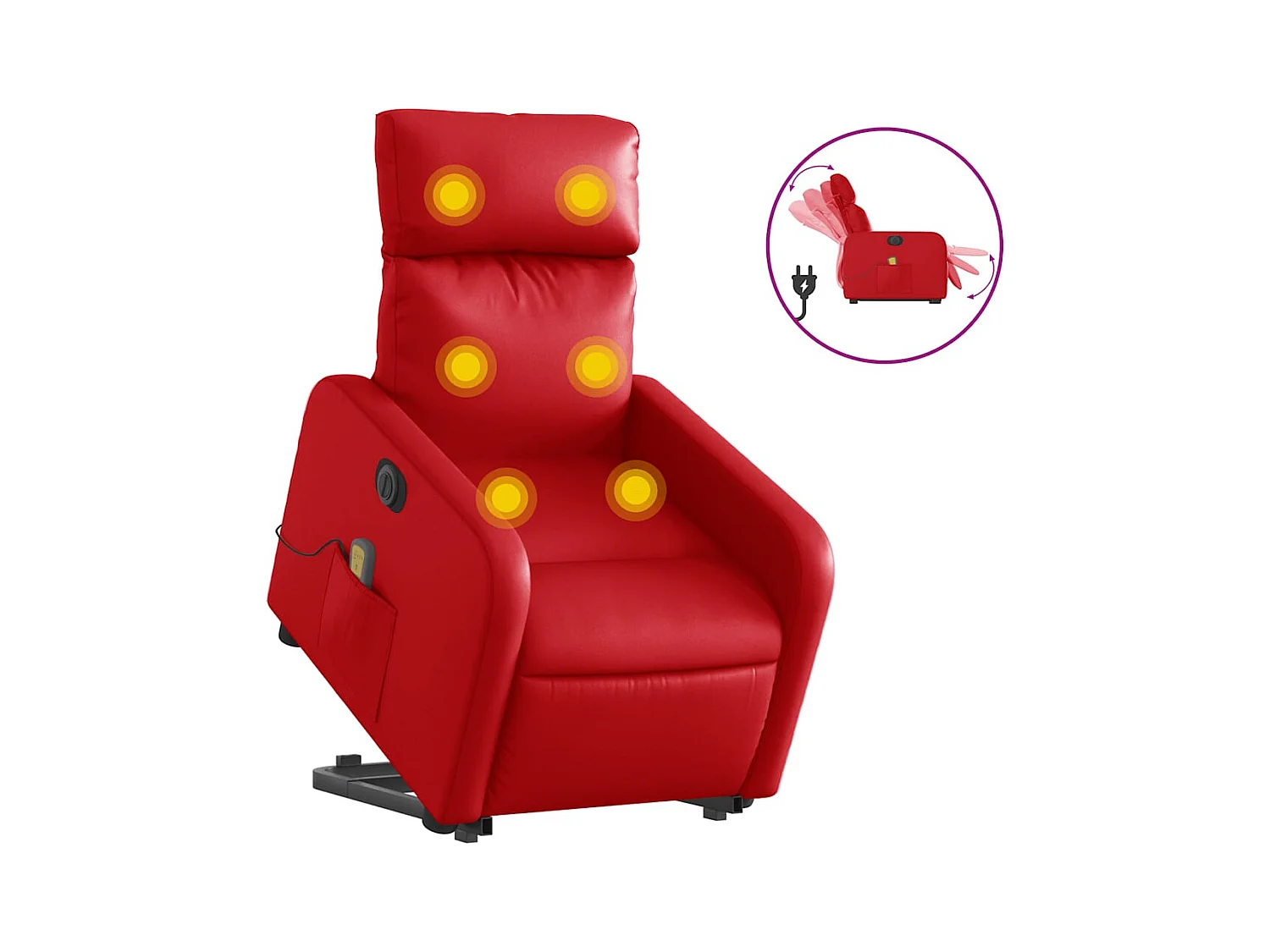 Fauteuil inclinable électrique-Chaise de relax-Fauteuil de Massage rouge similicuir SHL4579