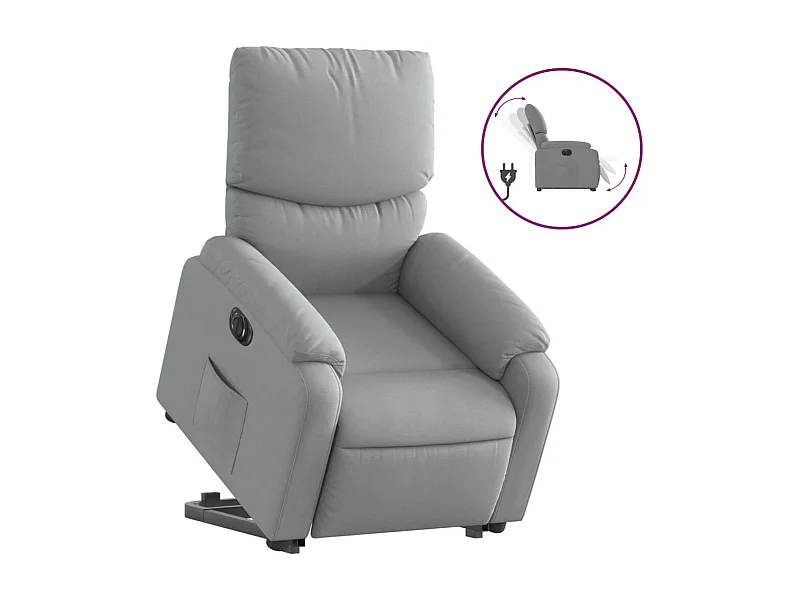 Silla de relax | Sillón eléctrico reclinable elevable de tela gris claro SHL5452