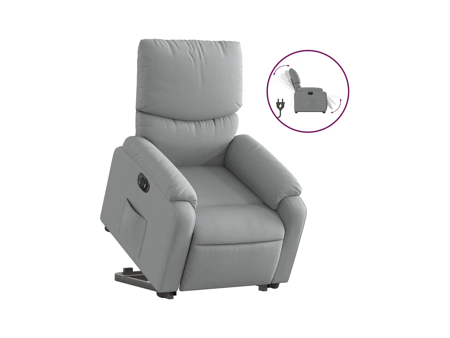 Silla de relax | Sillón eléctrico reclinable elevable de tela gris claro SHL5452