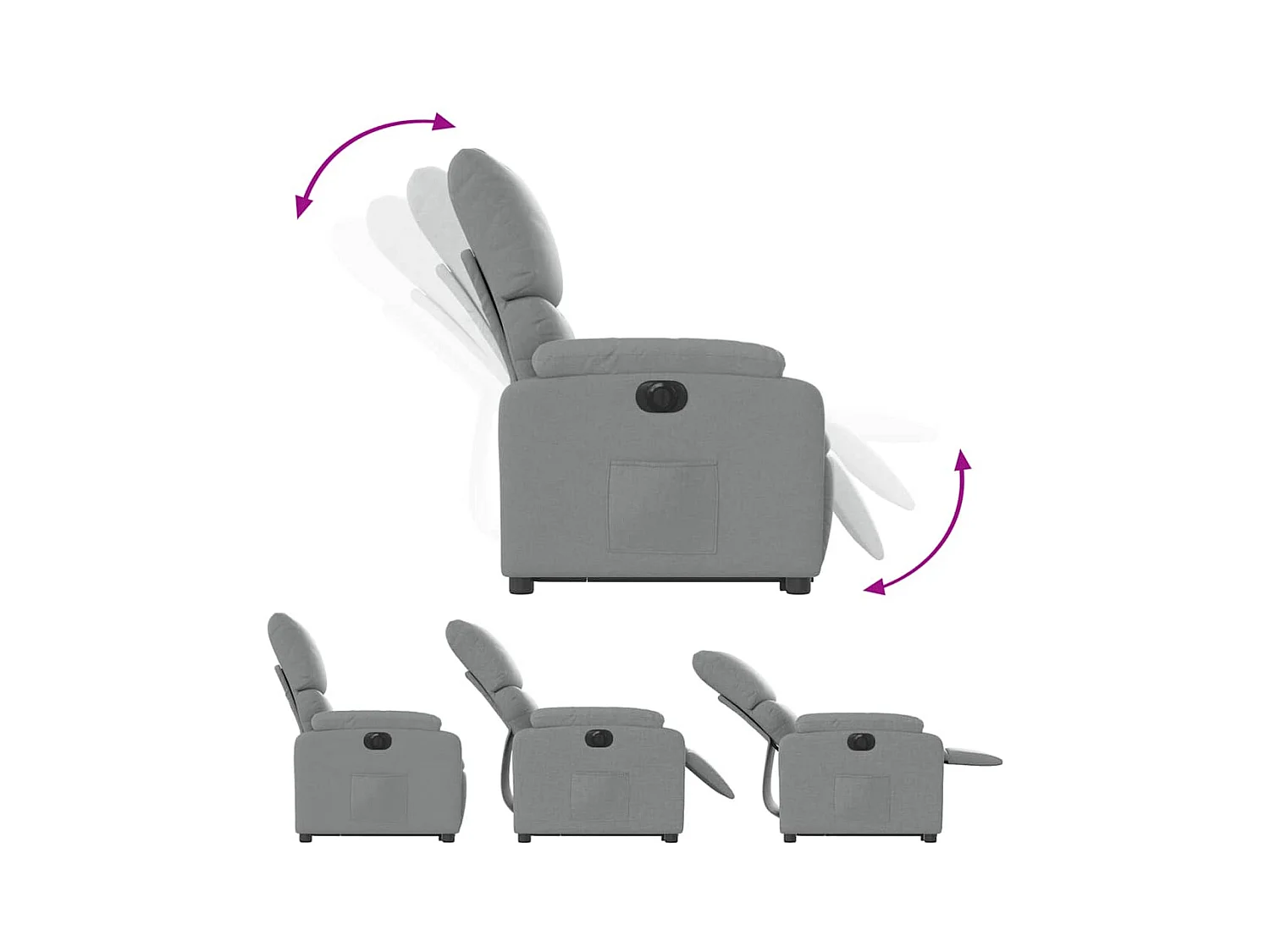 Silla de relax | Sillón eléctrico reclinable elevable de tela gris claro SHL5452