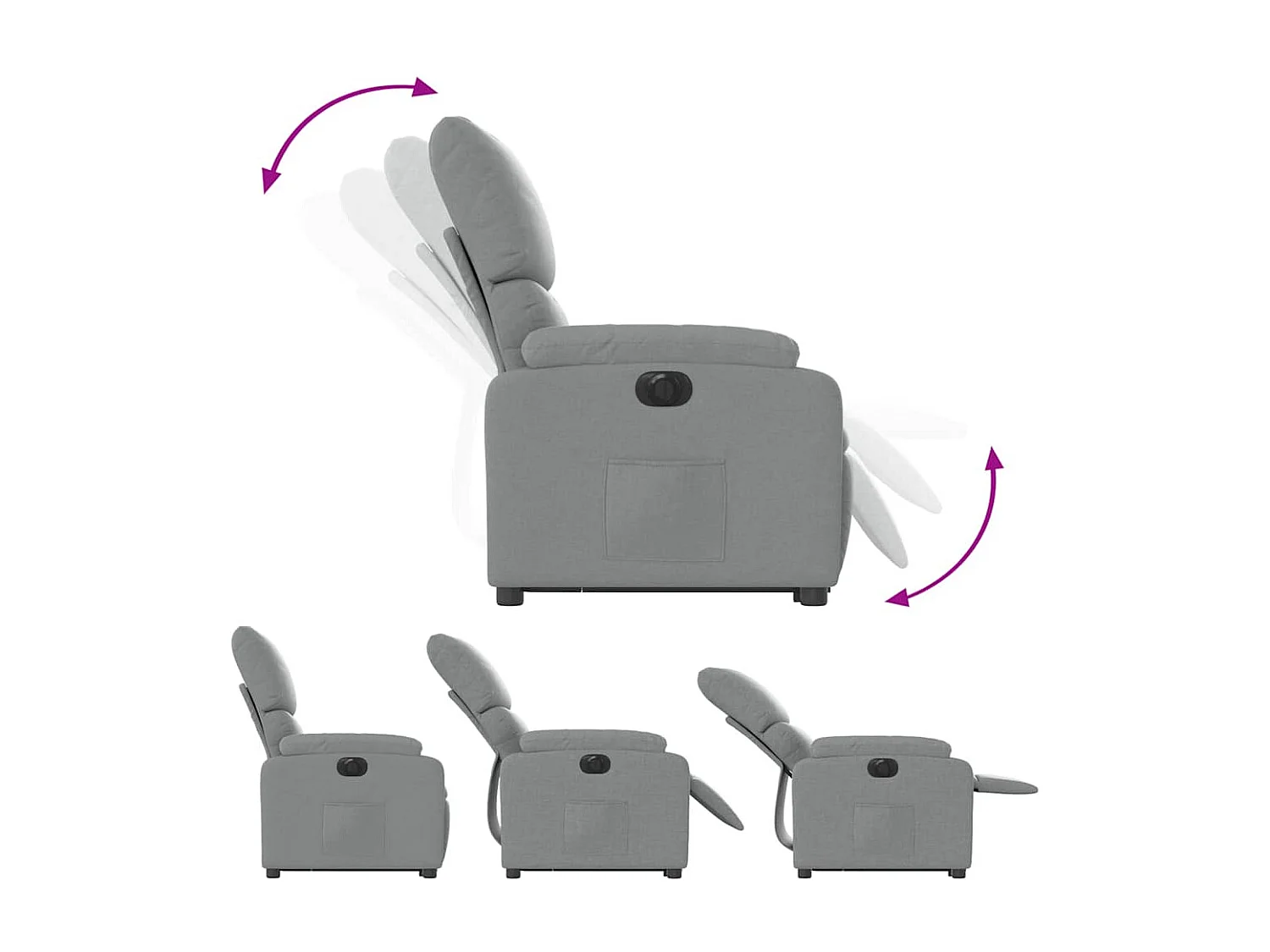 Silla de relax | Sillón eléctrico reclinable elevable de tela gris claro SHL5452