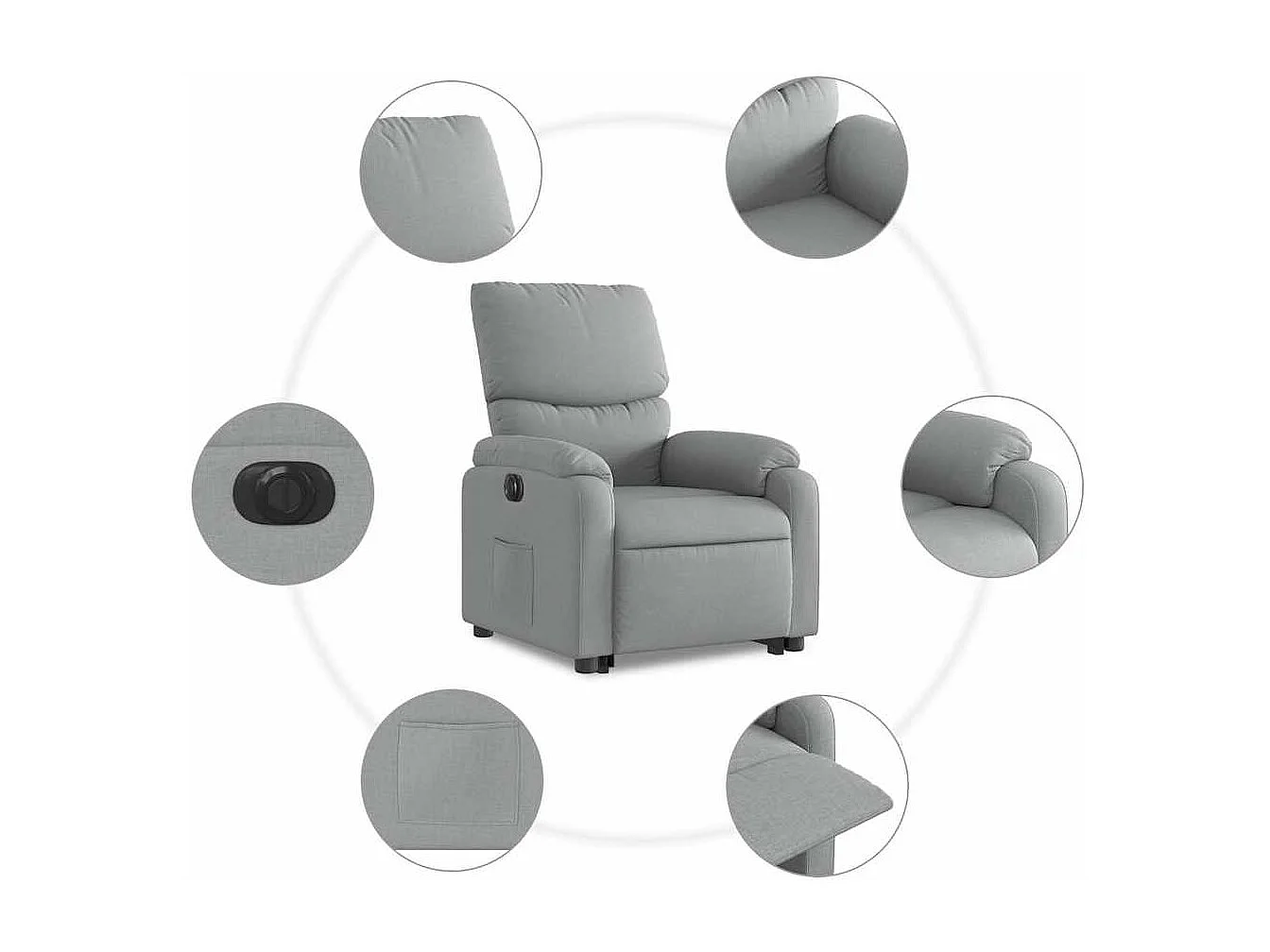 Fauteuil inclinable électrique-Chaise de relax-Fauteuil salon gris clair tissu SHL1387