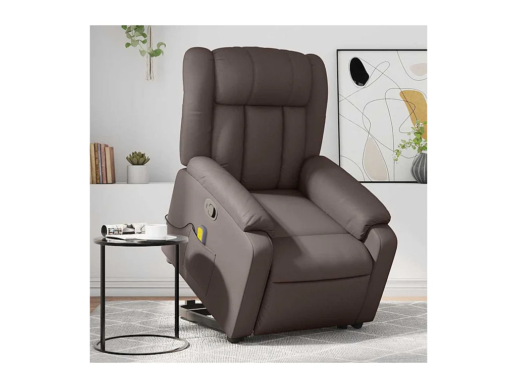 Fauteuil inclinable-Chaise de relax-Fauteuil de Massage Marron Similicuir SHL2382