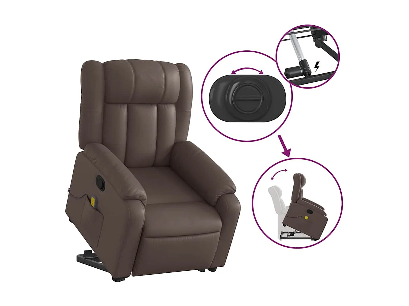 Massagesessel mit Aufstehhilfe | Relaxsessel Braun Kunstleder SHL95785