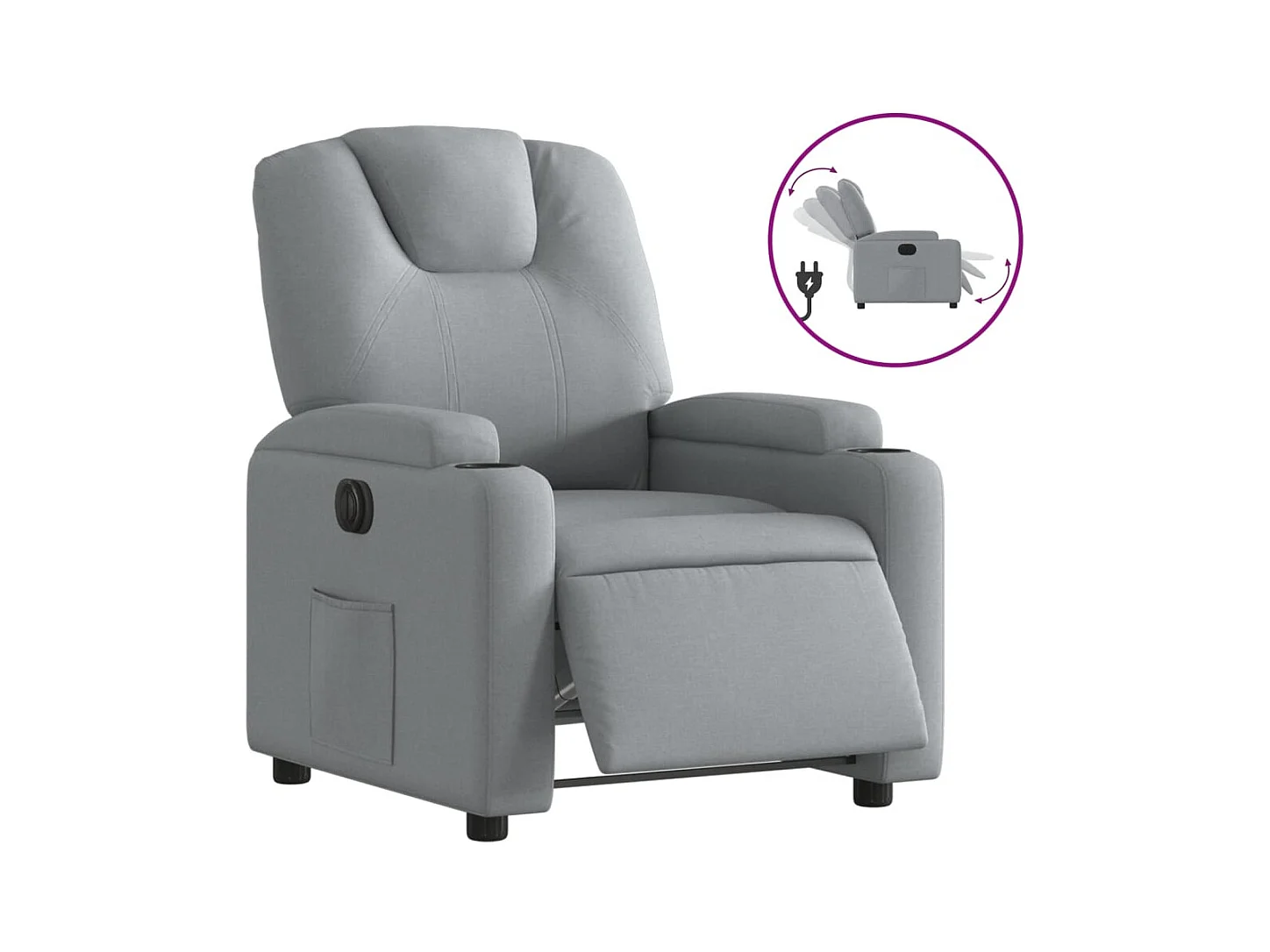 Fauteuil inclinable électrique-Chaise de relax-Fauteuil salon Gris clair Tissu SHL2904