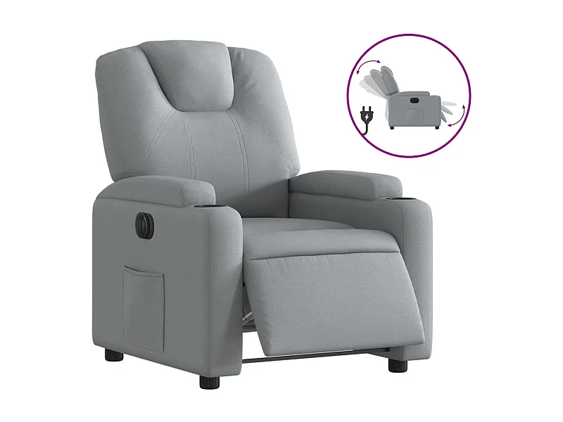 Fauteuil inclinable électrique-Chaise de relax-Fauteuil salon Gris clair Tissu SHL2904