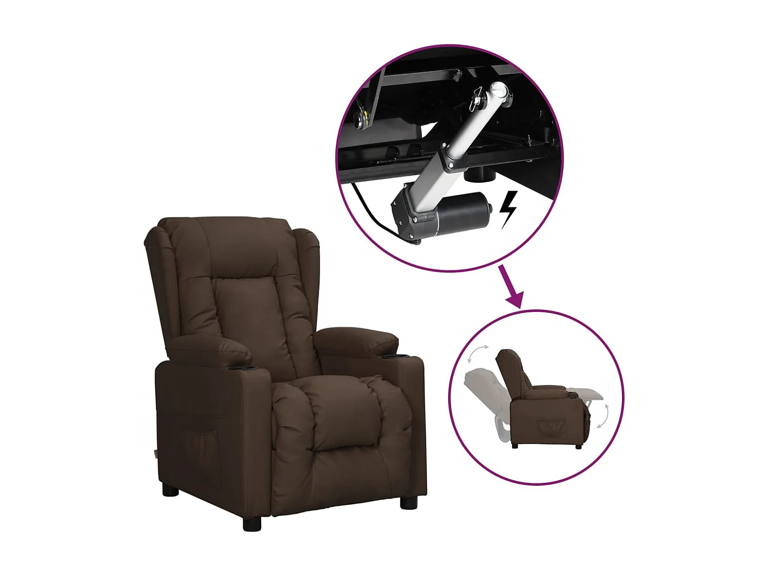 Sta-op-stoel | Relaxstoel kunstleer bruin