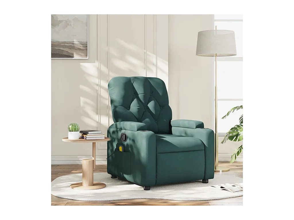 Fauteuil inclinable-Chaise de relax-Fauteuil de Massage vert foncé tissu SHL5052