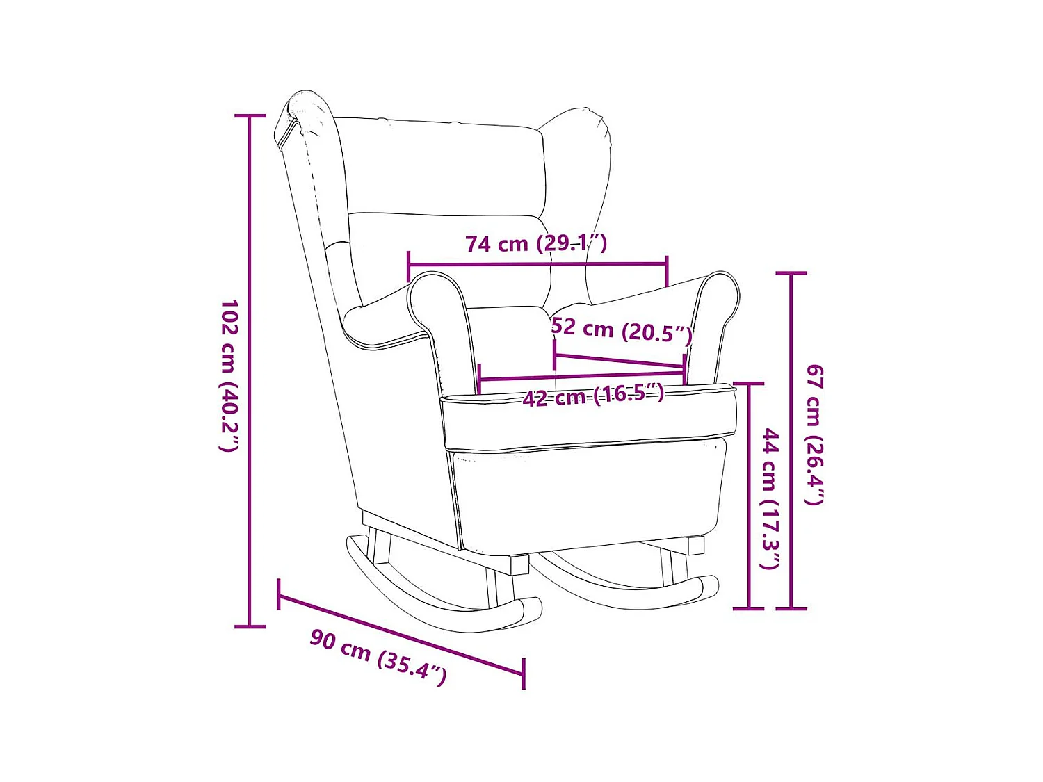 Cadeira de baloiço | Poltrona | Cadeira Relax 74x90x102 cm tecido azul ganga SHL148737