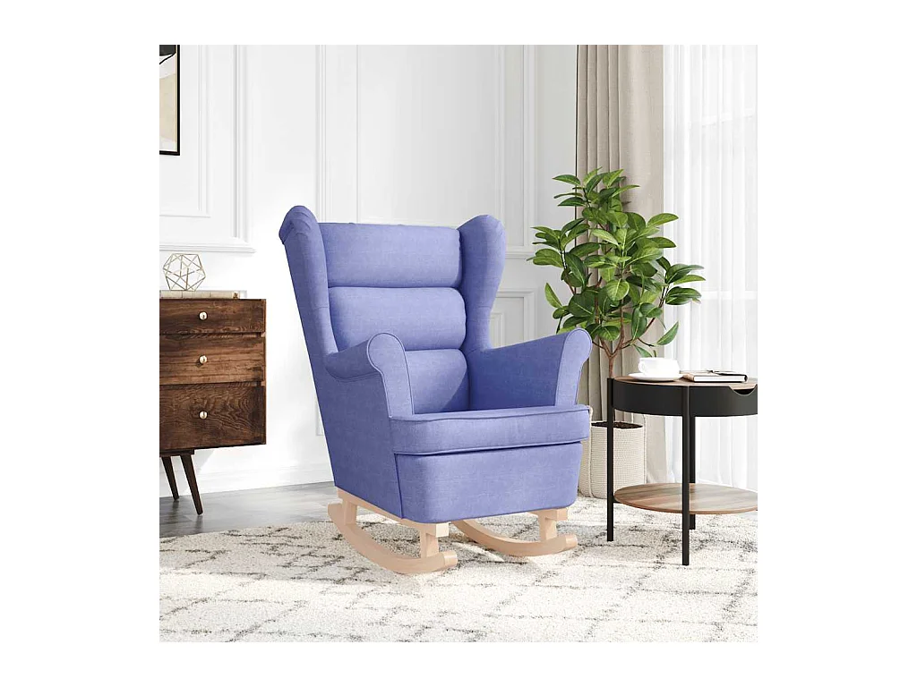 Silla de relax | Silla mecedora de tela azul vaquero 74x90x102 cm SHL7131