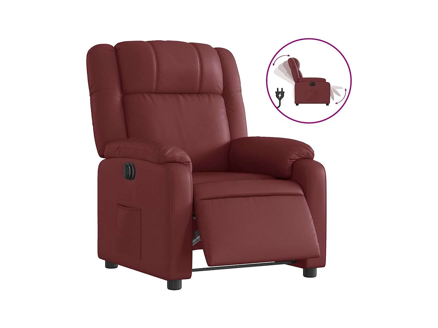 Sillón de relax | Silla | Sillón reclinable eléctrico de cuero sintético rojo tinto SHL4713