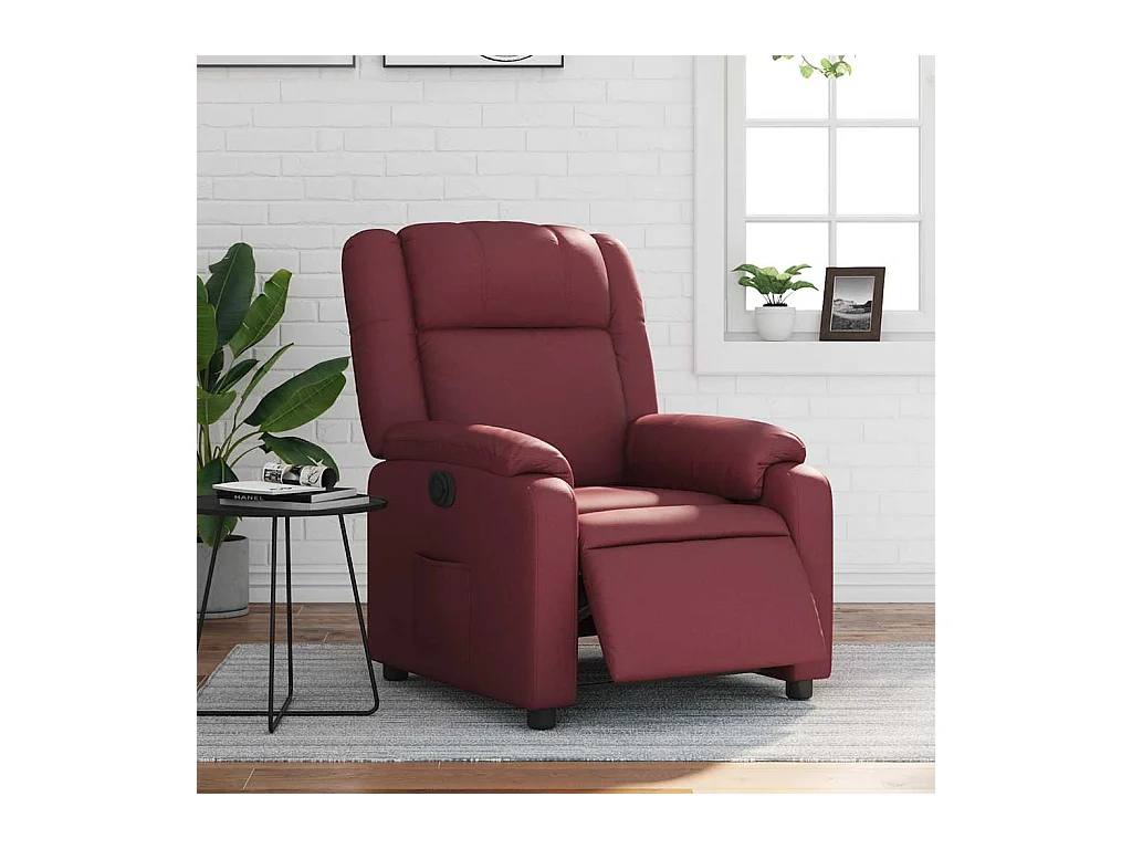Sillón de relax | Silla | Sillón reclinable eléctrico de cuero sintético rojo tinto SHL4713