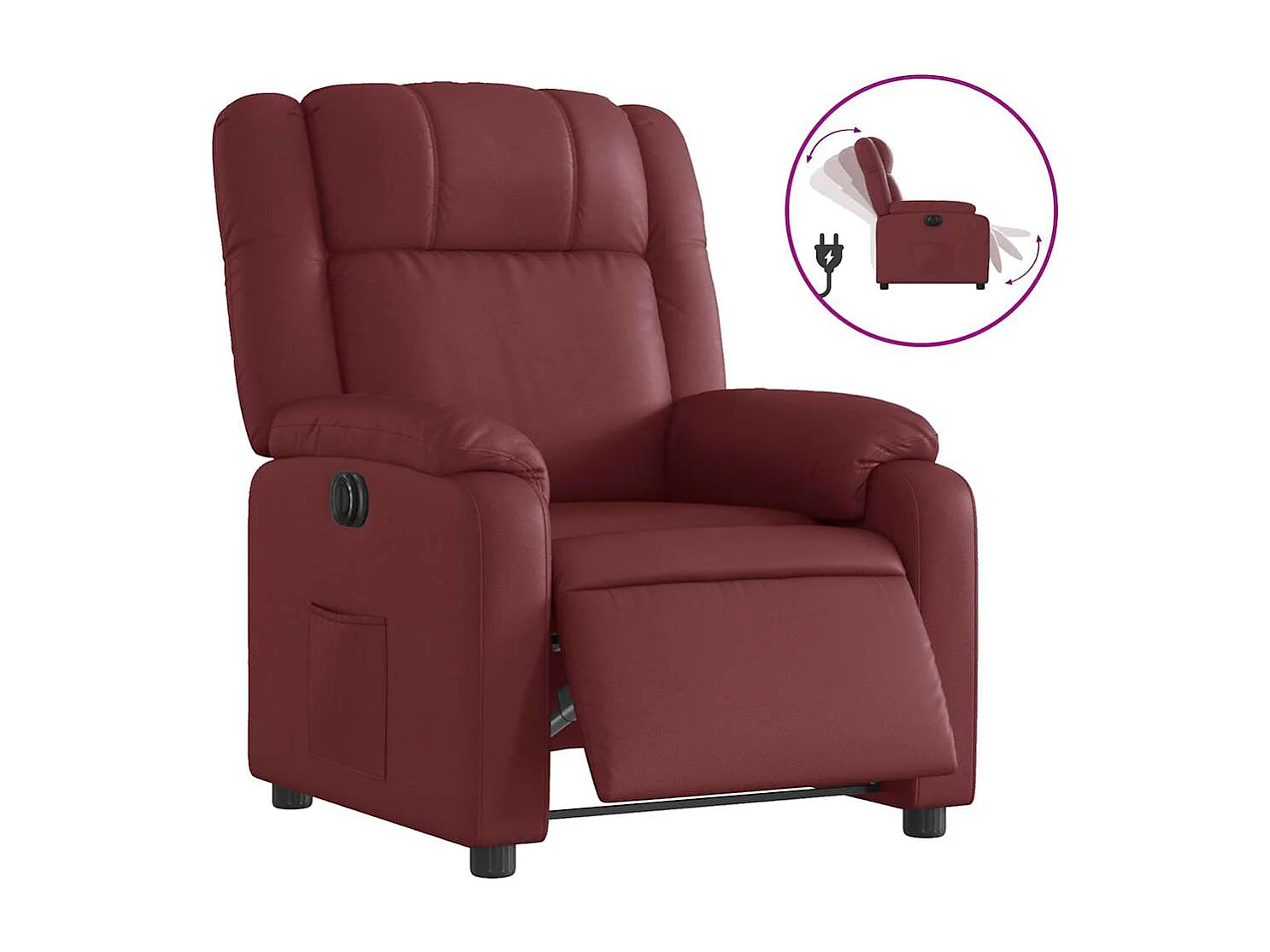 Relaxsessel Elektrisch | Lounge Sessel indoor Weinrot Kunstleder SHL93620