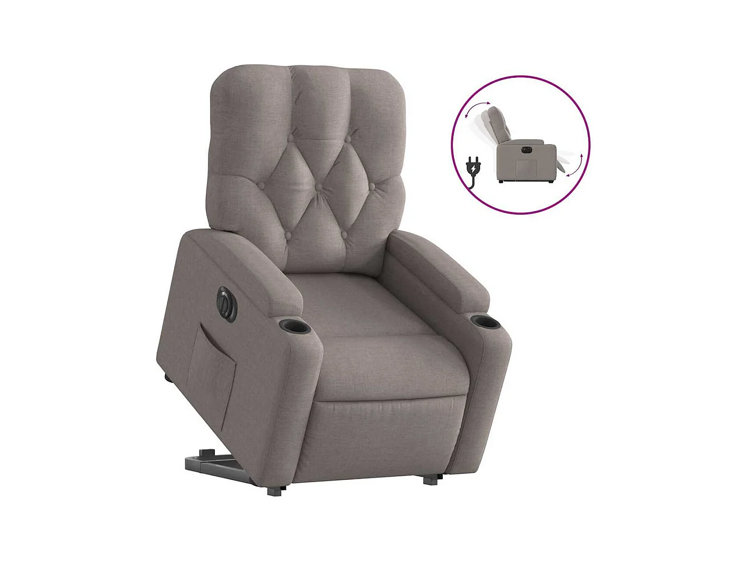 Silla de relax | Sillón eléctrico reclinable elevable de tela gris taupe SHL8008