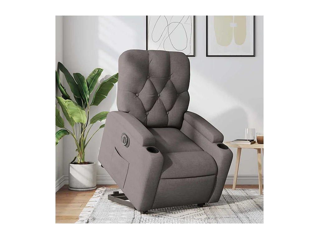 Silla de relax | Sillón eléctrico reclinable elevable de tela gris taupe SHL8008