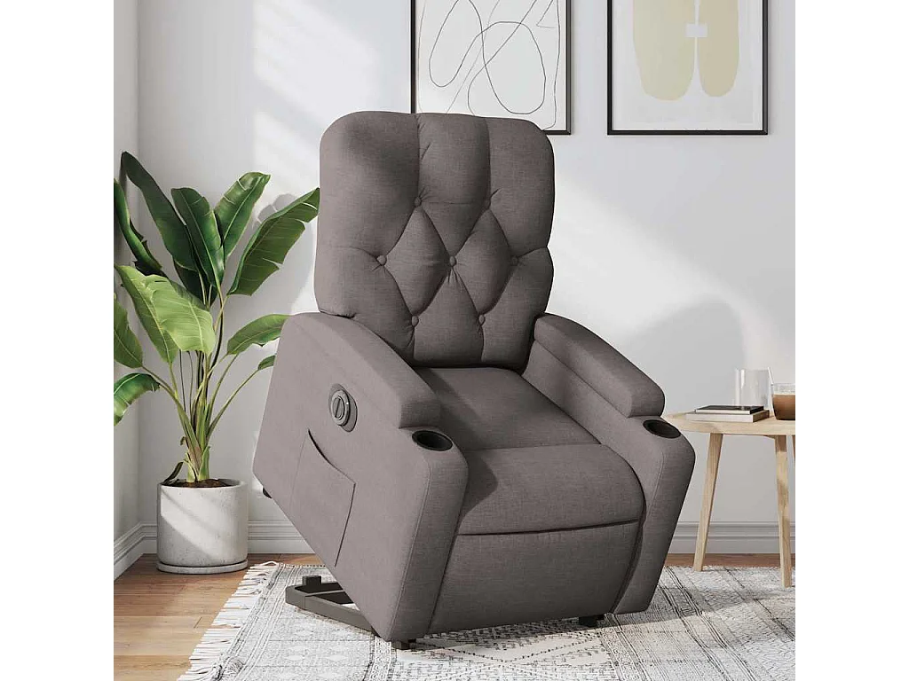 Relaxsessel mit Aufstehhilfe Elektrisch | Lounge Sessel indoor Taupe Stoff SHL52075
