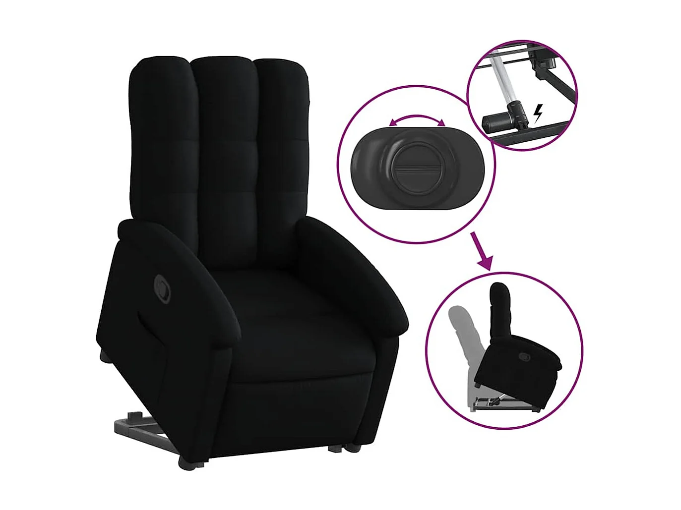 Sillón de relax | Silla | Sillón reclinable elevable tela negro SHL2469