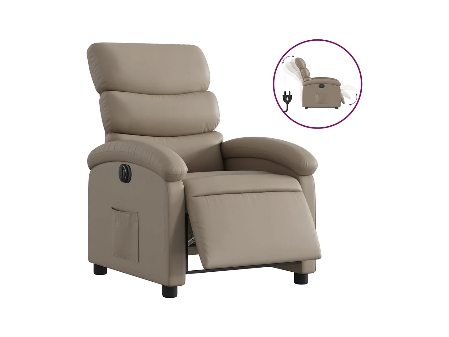 Sillón de relax | Sillón reclinable eléctrico de cuero sintético color capuchino SHL8213