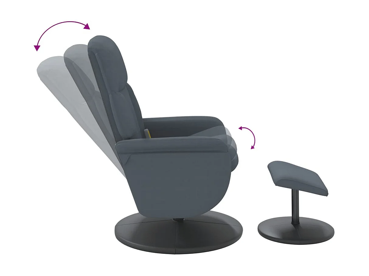 Sillón de relax | Sillón reclinable masaje con reposapiés terciopelo gris oscuro SHL6708