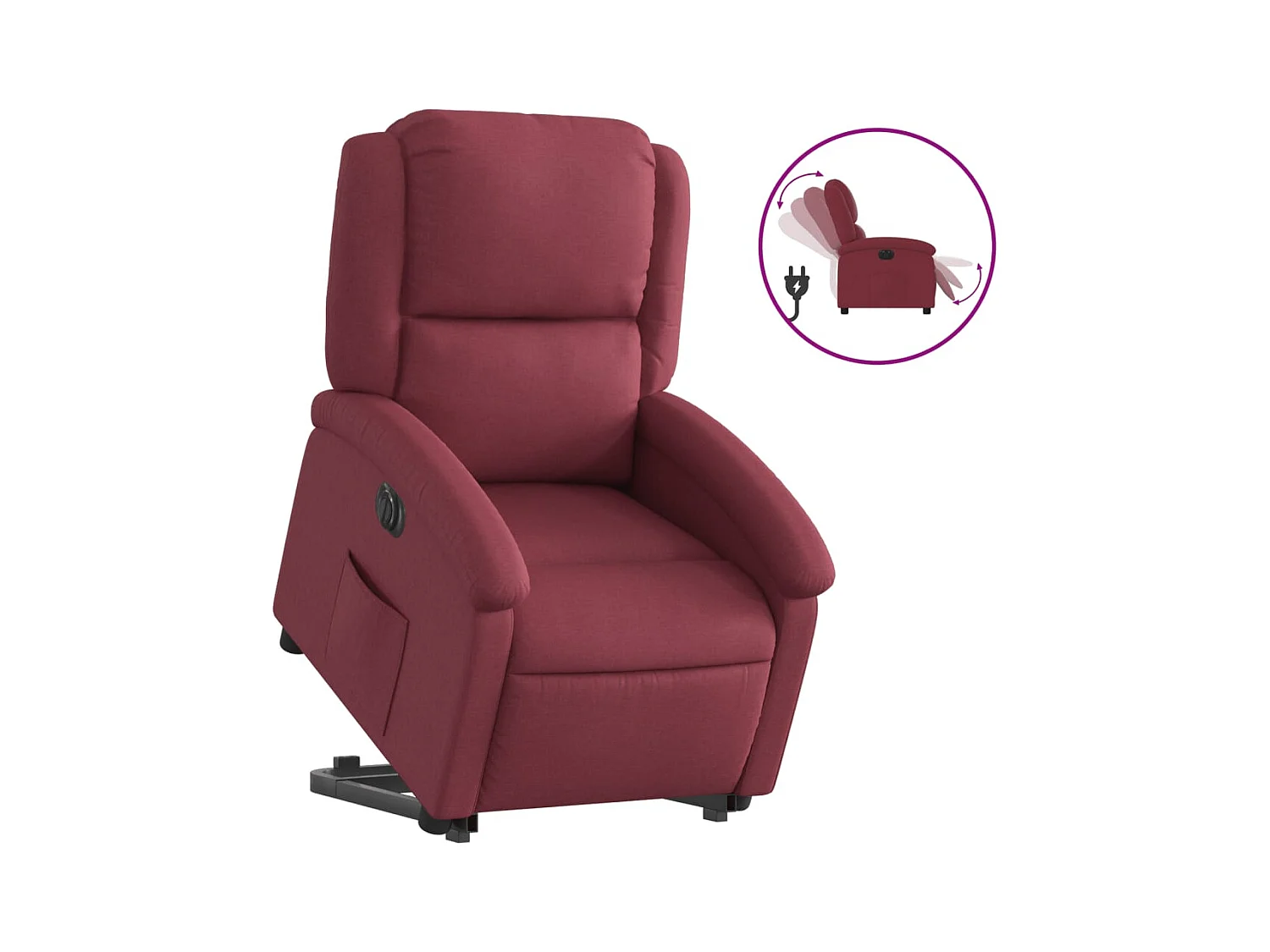 Silla de relax | Sillón eléctrico reclinable elevable de tela rojo tinto SHL5108