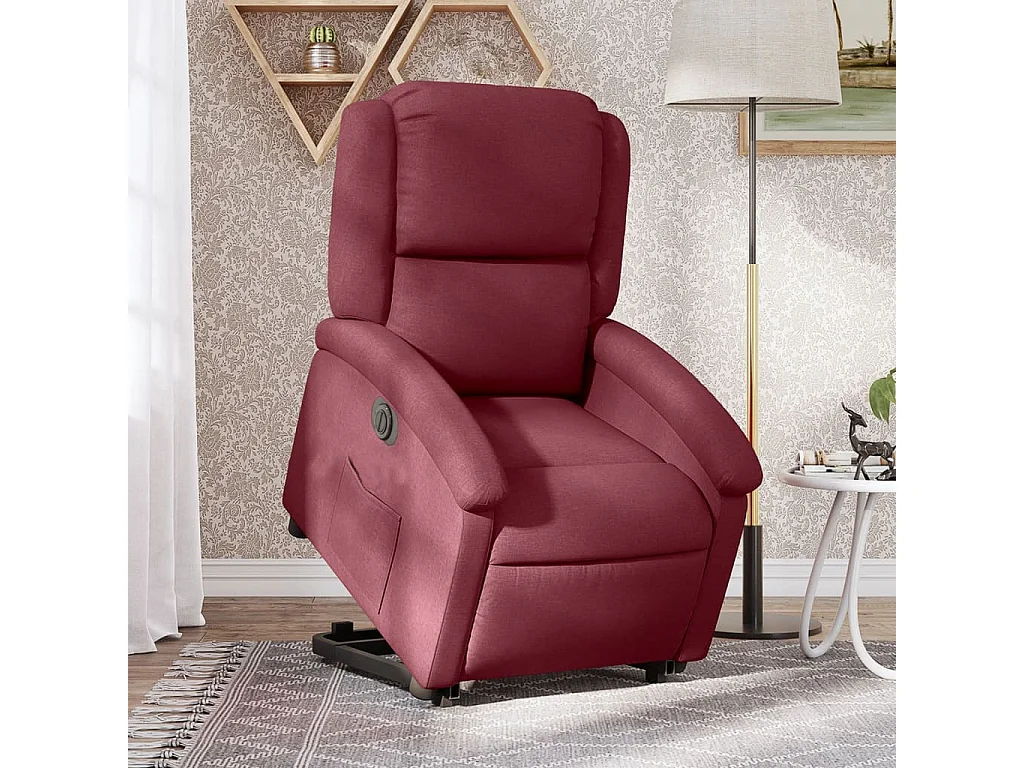 Silla de relax | Sillón eléctrico reclinable elevable de tela rojo tinto SHL5108