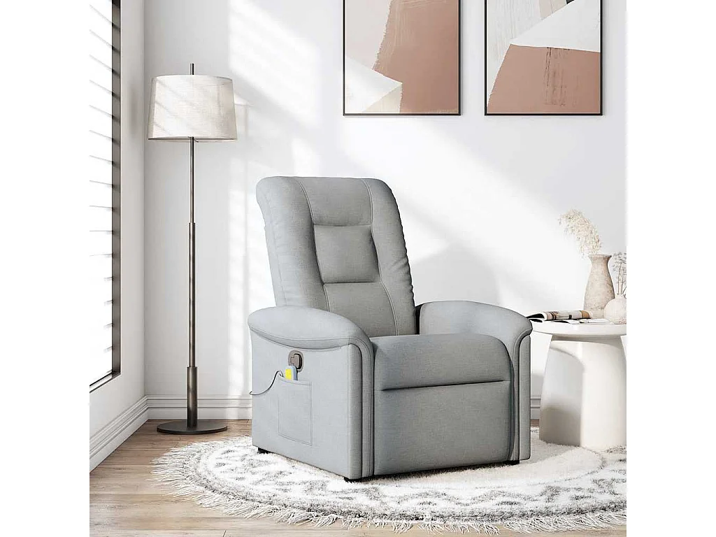 Fauteuil inclinable-Chaise de relax-Fauteuil de Massage Gris clair Tissu SHL4929
