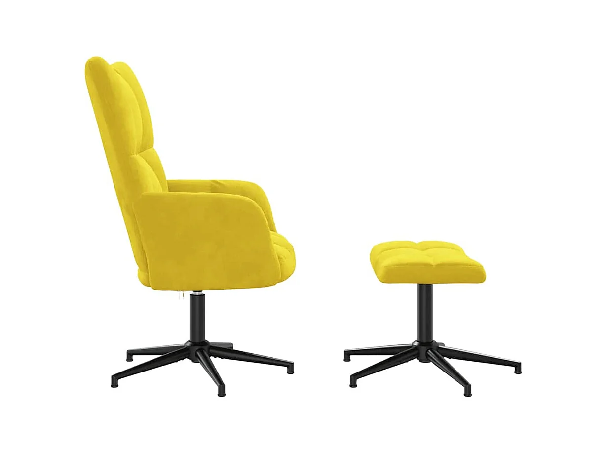 Sillón de relax | Silla de relax con taburete terciopelo amarillo mostaza SHL7033