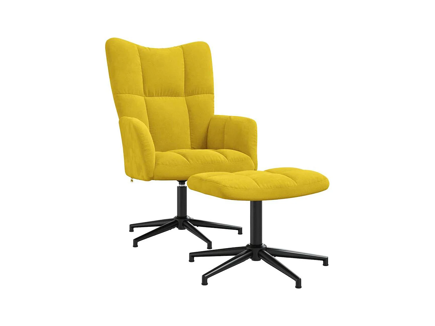 Chaise de relaxation moderne avec tabouret-Fauteuil de Salon Jaune moutarde Velours SHL2914