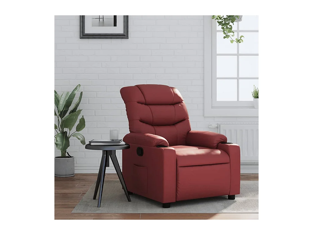 Sillón de relax | Sillón reclinable de cuero sintético rojo tinto SHL7307