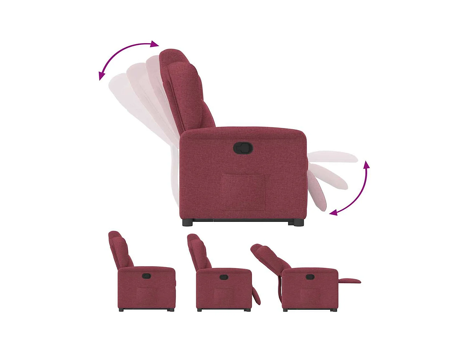Sillón de relax | Silla | Sillón reclinable elevable tela rojo tinto SHL3296