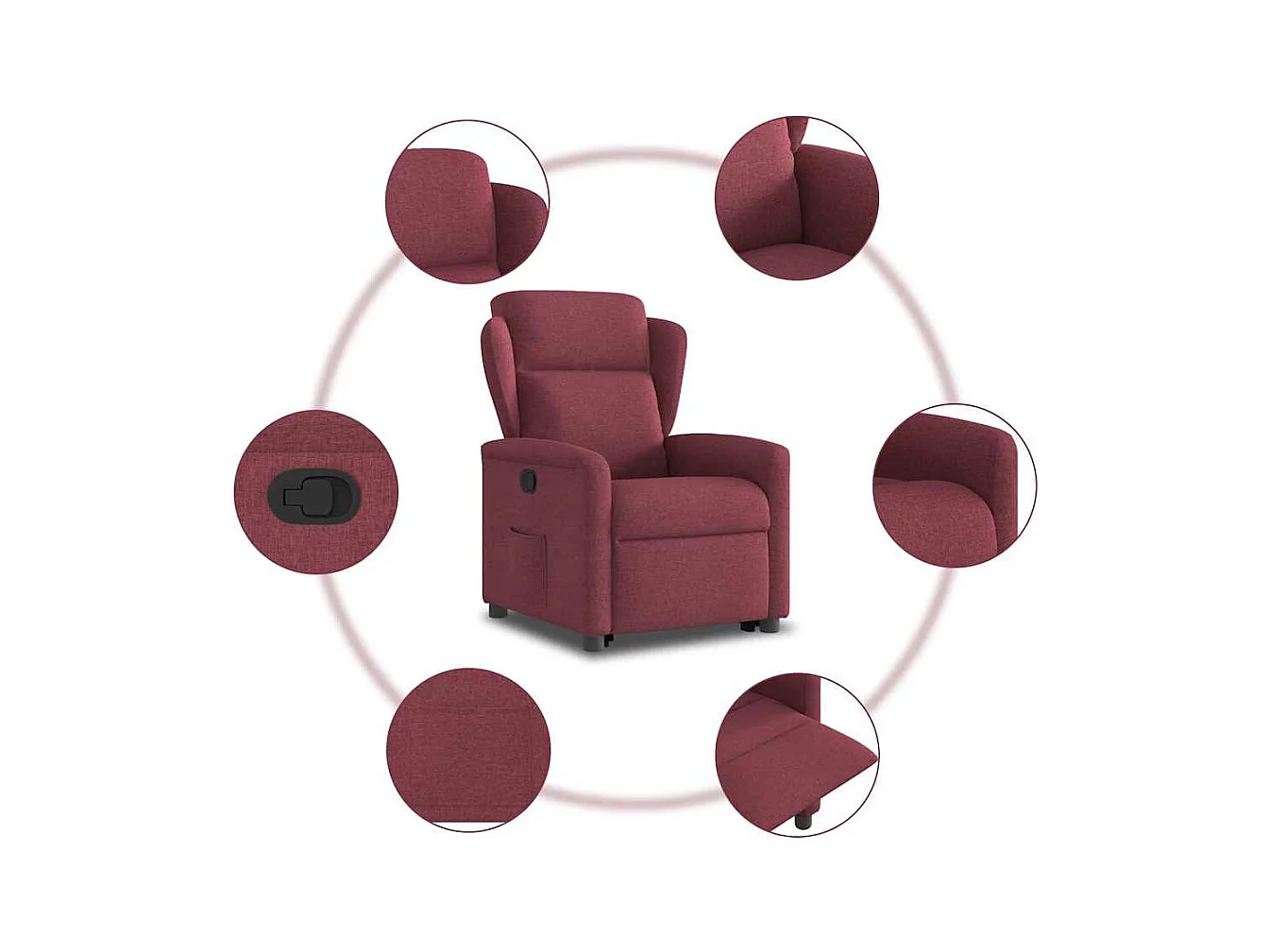 Sillón de relax | Silla | Sillón reclinable elevable tela rojo tinto SHL3296