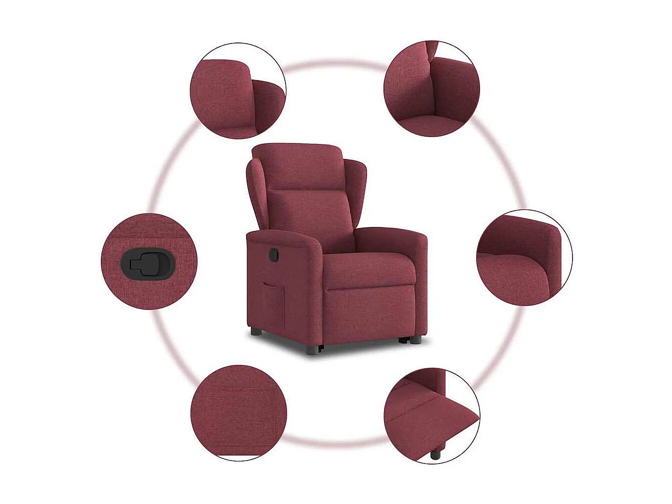 Fauteuil inclinable-Chaise de relax-Fauteuil TV rouge bordeaux tissu SHL2768