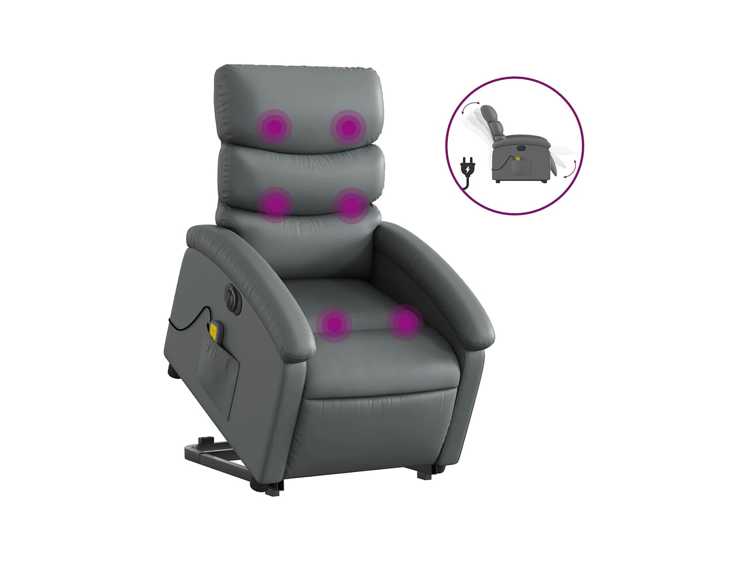 Sillón de salón | Silla | Sillón de masaje elevable eléctrico cuero sintético gris SHL7807