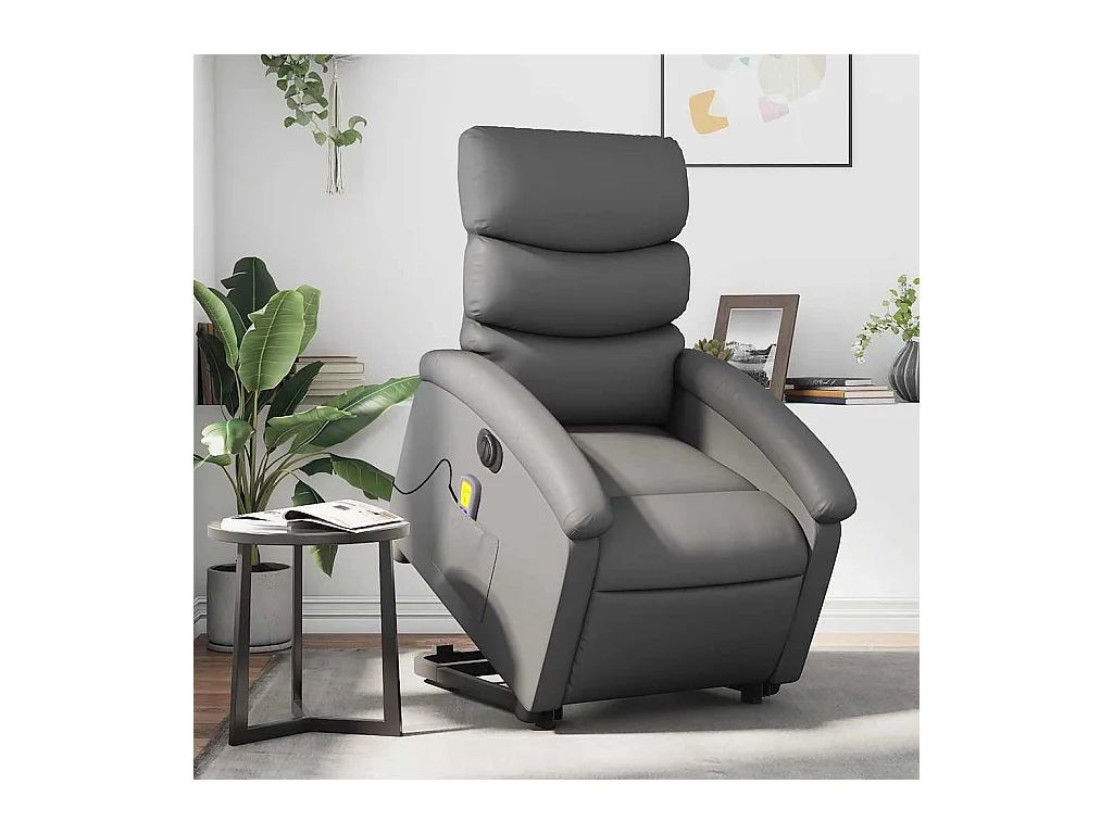 Sillón de salón | Silla | Sillón de masaje elevable eléctrico cuero sintético gris SHL7807
