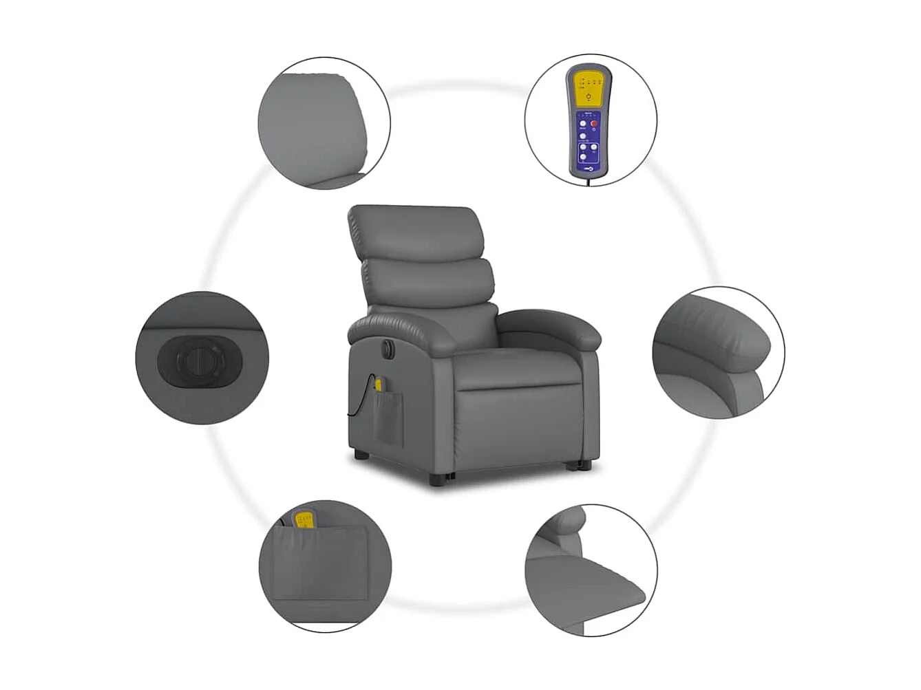 Massagesessel mit Aufstehhilfe Elektrisch Grau Kunstleder SHL3281