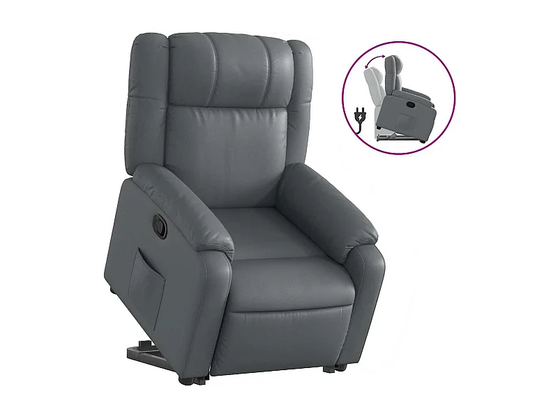 Sillón de relax | Sillón reclinable elevable cuero artificial gris SHL9572