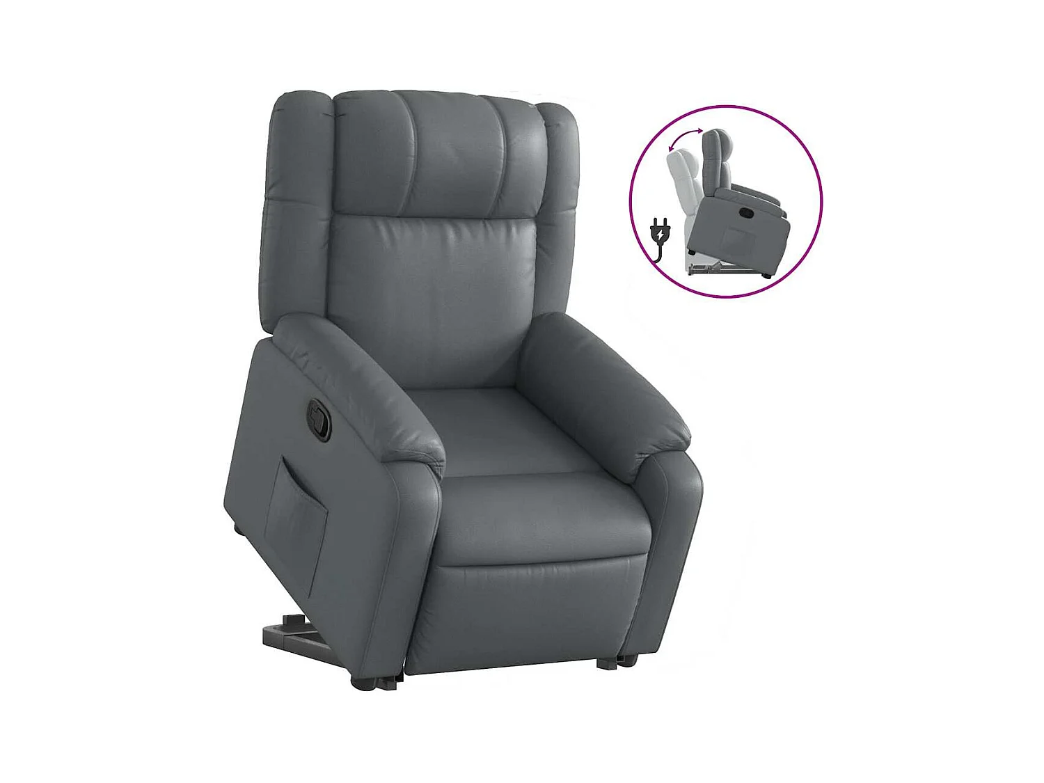 Fauteuil inclinable-Chaise de relax-Fauteuil salon Gris Similicuir SHL1666