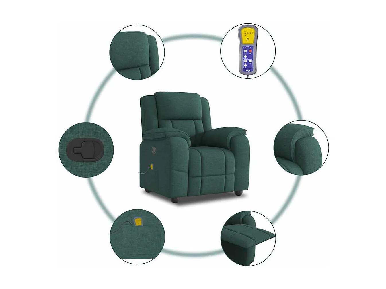 Fauteuil inclinable-Chaise de relax-Fauteuil de Massage Vert foncé Tissu SHL1204