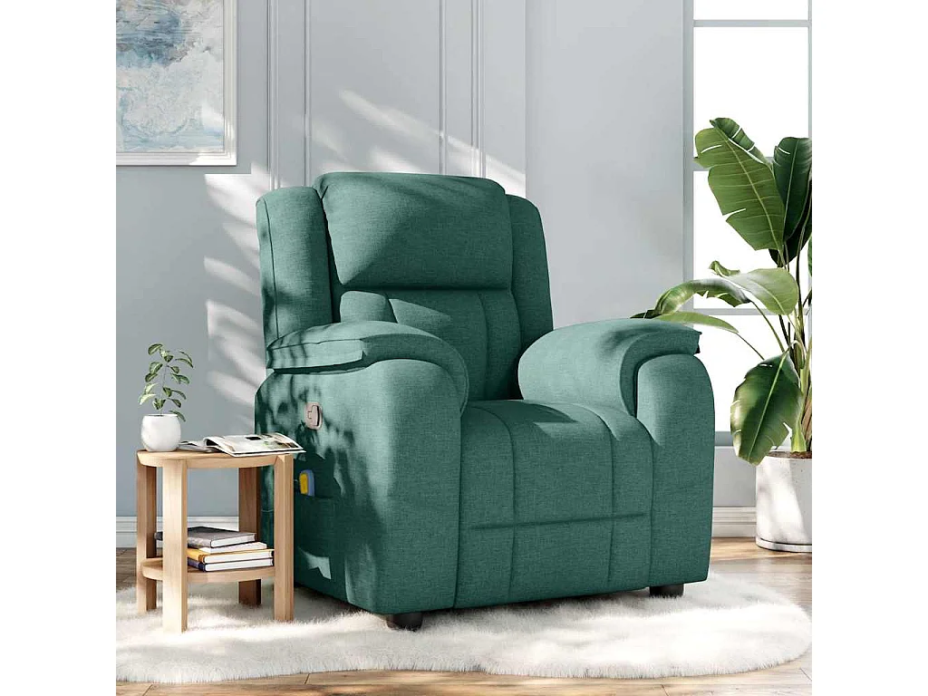 Fauteuil inclinable-Chaise de relax-Fauteuil de Massage Vert foncé Tissu SHL1204