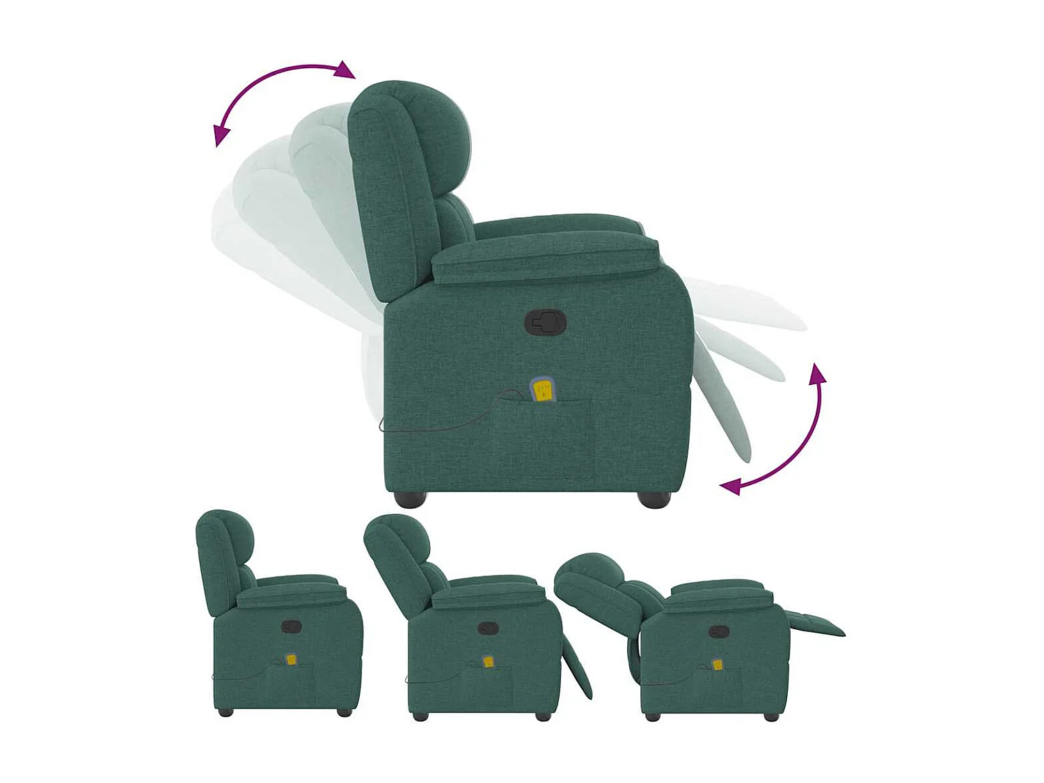 Fauteuil inclinable-Chaise de relax-Fauteuil de Massage Vert foncé Tissu SHL1204