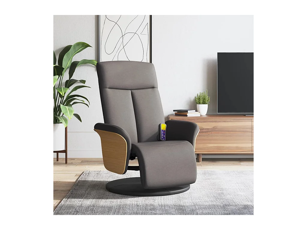 Sillón de relax | Sillón reclinable de masaje con reposapiés tela gris taupe SHL5433
