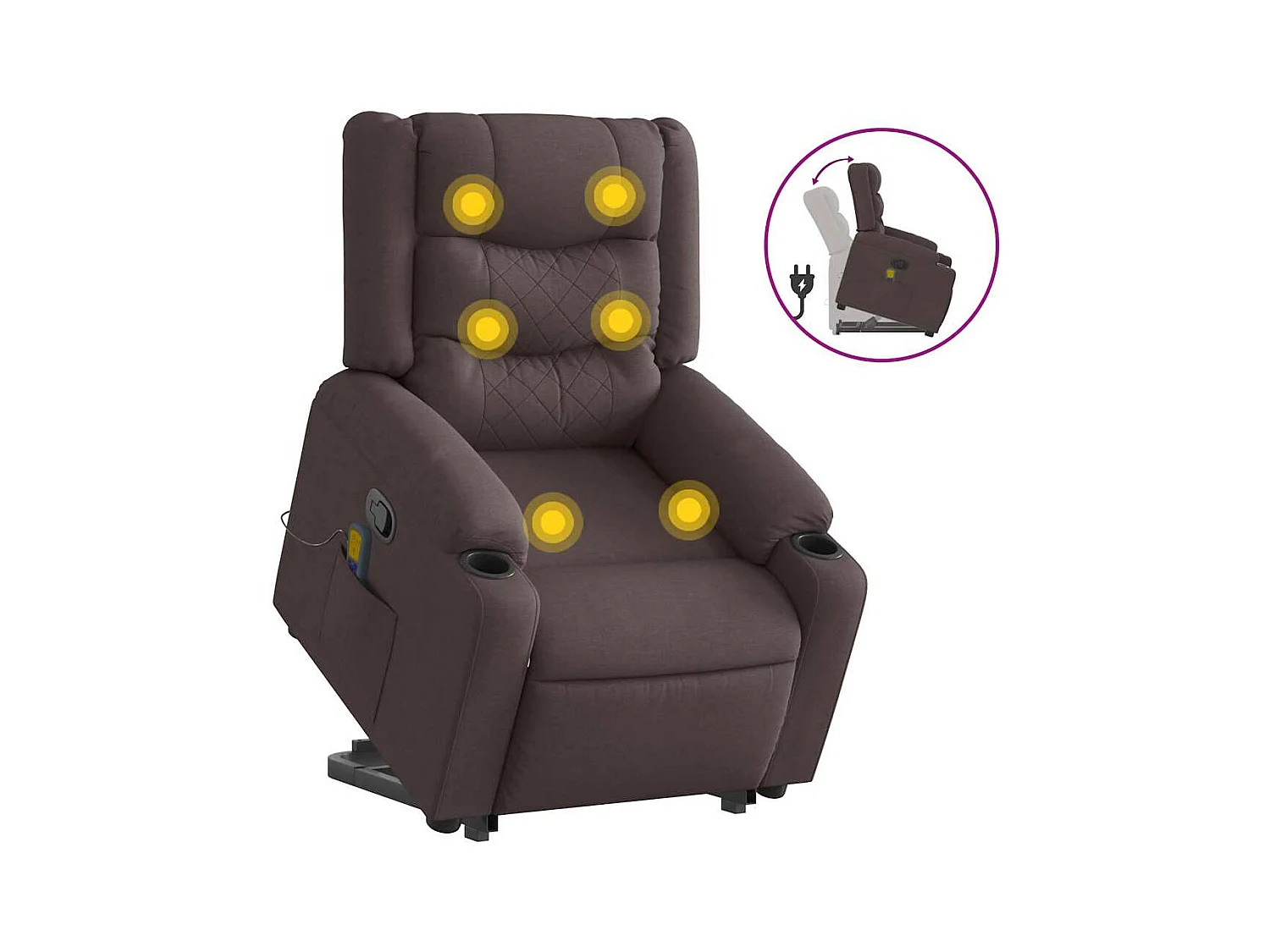 Silla de masaje reclinable de pie de tela marrón oscuro SHL7578