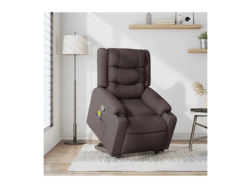 Fauteuil inclinable-Chaise de relax-Fauteuil de Massage Marron foncé Tissu SHL1166