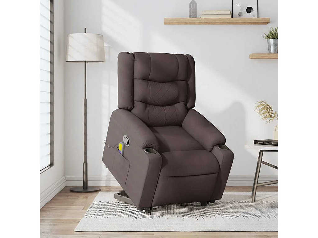 Fauteuil inclinable-Chaise de relax-Fauteuil de Massage Marron foncé Tissu SHL1166