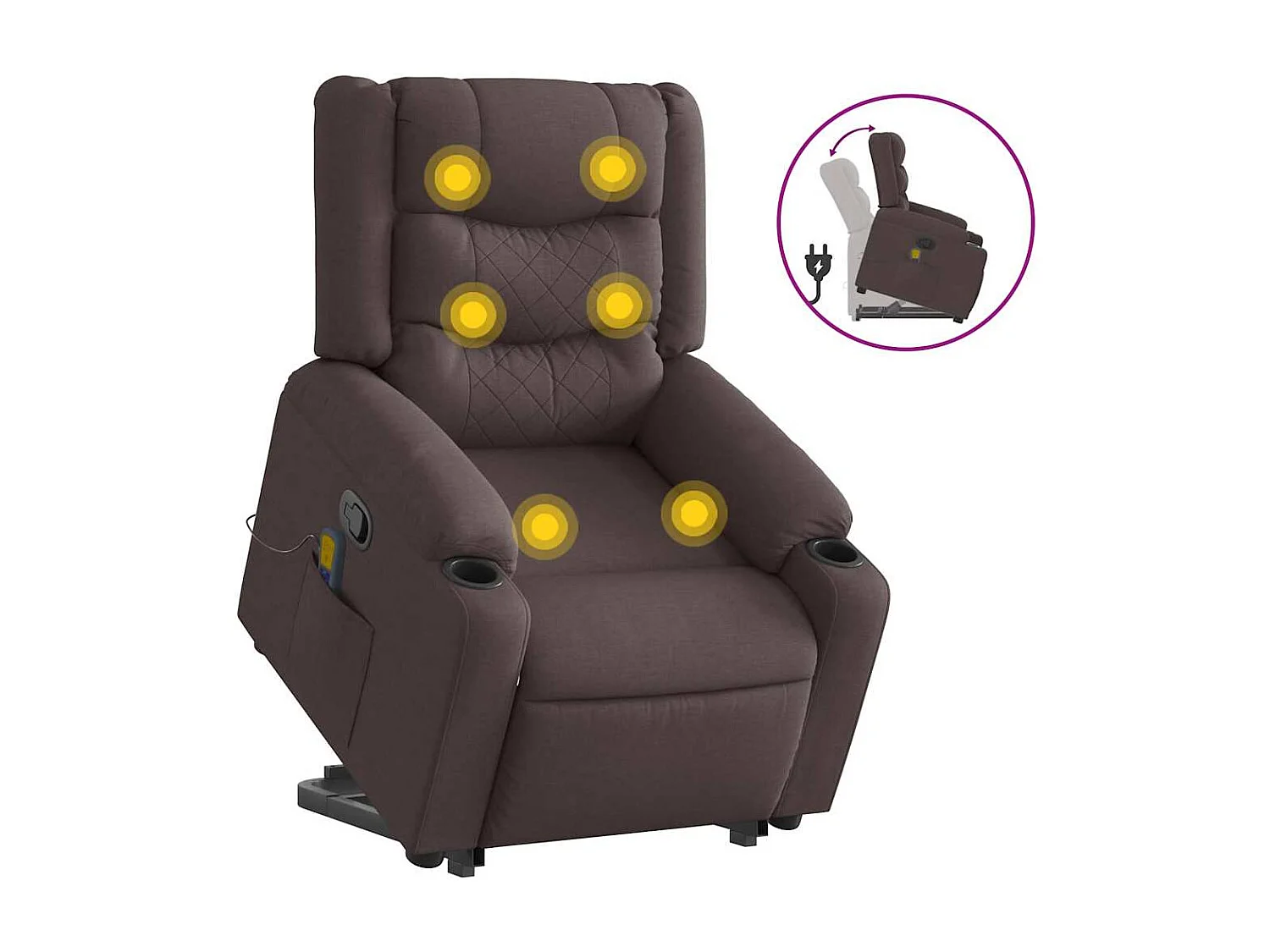 Fauteuil inclinable-Chaise de relax-Fauteuil de Massage Marron foncé Tissu SHL1166
