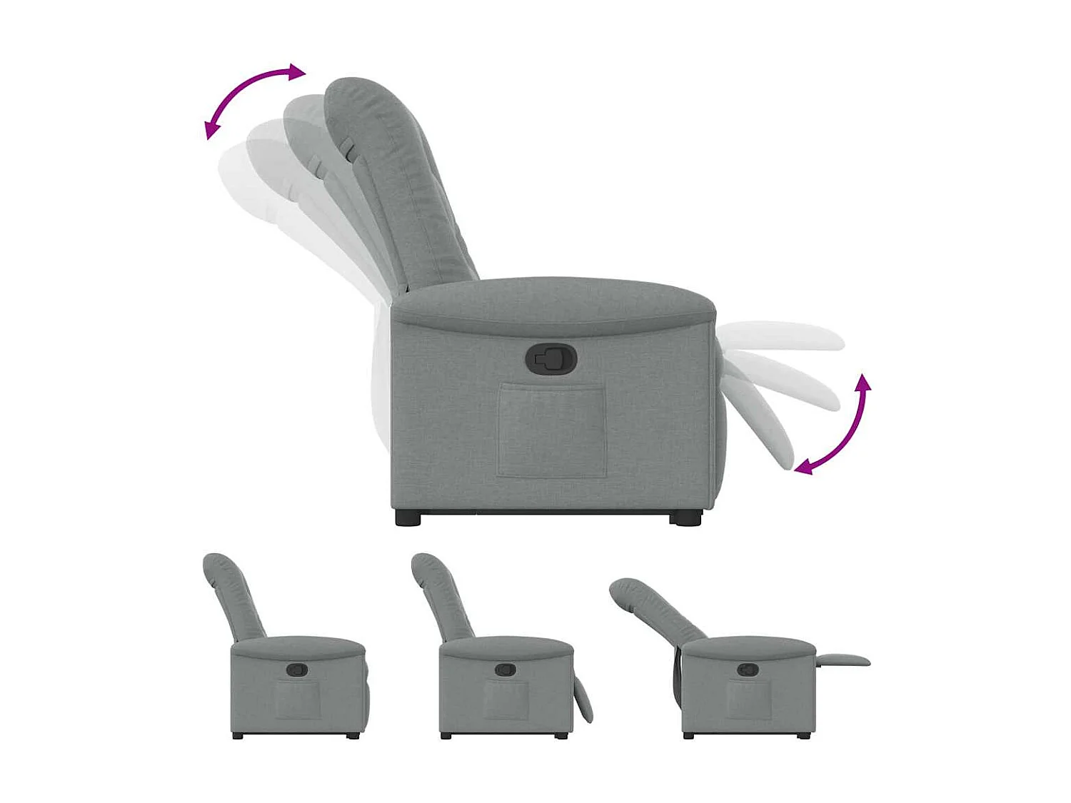 Fauteuil inclinable-Chaise de relax-Fauteuil TV Gris clair Tissu SHL2542