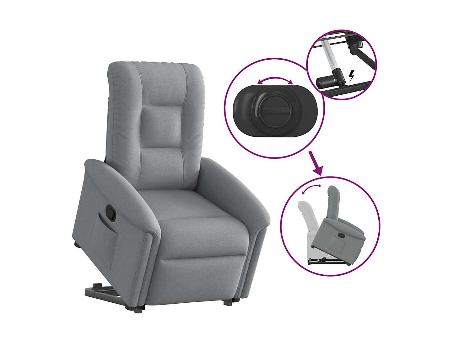 Fauteuil inclinable-Chaise de relax-Fauteuil TV Gris clair Tissu SHL2542