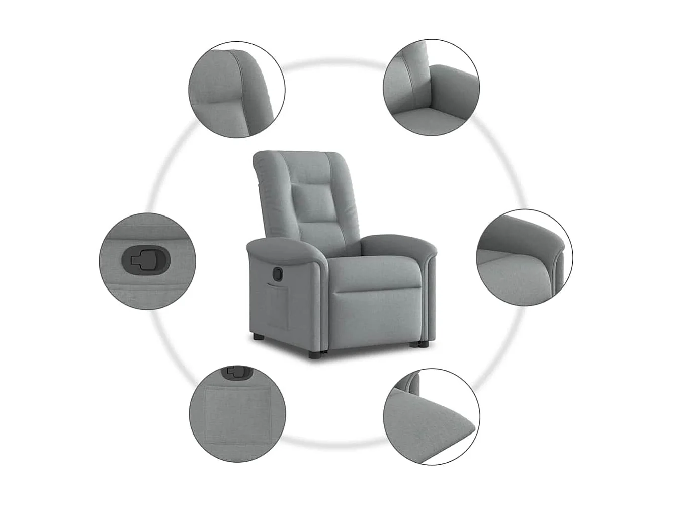 Fauteuil inclinable-Chaise de relax-Fauteuil TV Gris clair Tissu SHL2542